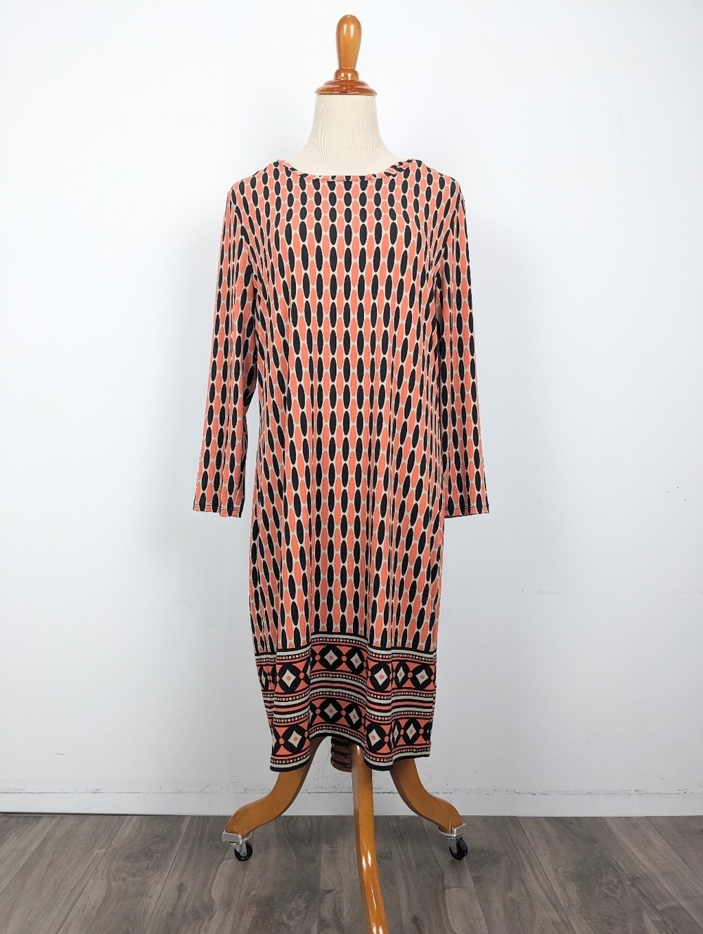Michael Kors Coral Black Shift Dress Exposed Gold Zipper